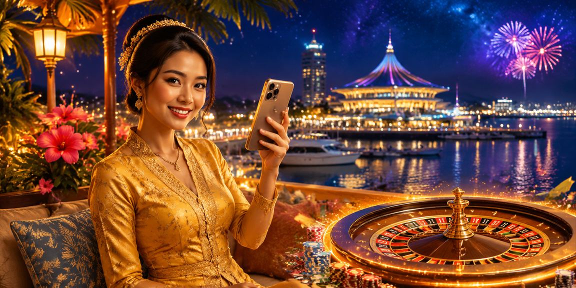 Suasana permainan meja kasino roulette gk5 dengan pemain berbusana kebaya Malaysia